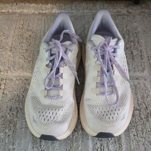 Hoka Women's Cream and Lavender Athletic Shoes